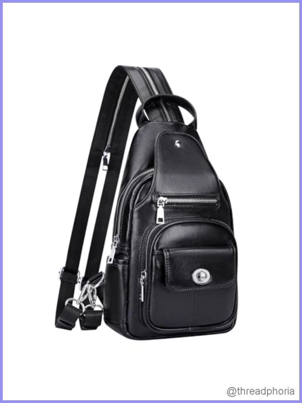 Genuine Leather Convertible Sling Bag Crossbody Chest Backpack